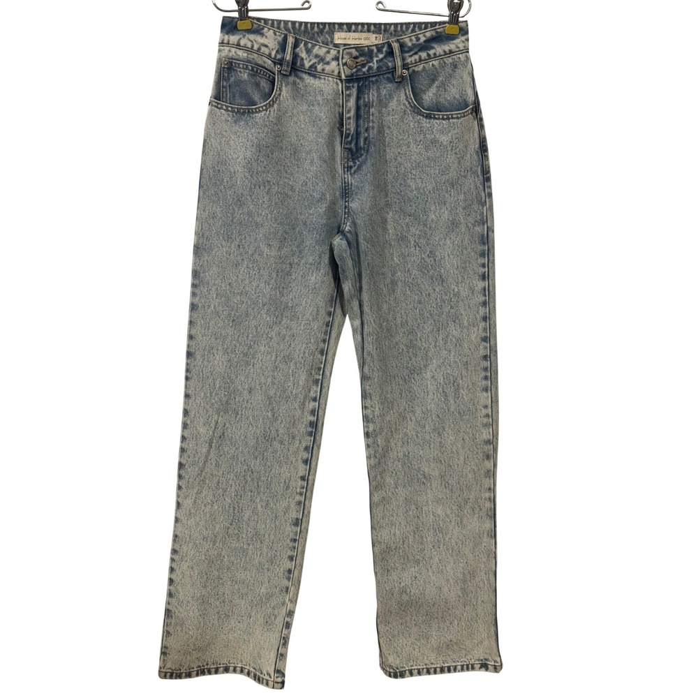 House of Harlow 1960 Acid Wash Jeans Brown Contrast Panel Straight Leg Size 26